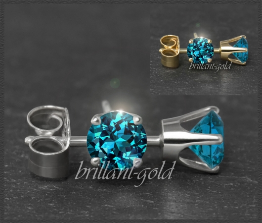 Ohrstecker 585 Gold Topas london-blue 4,5,6,7mm